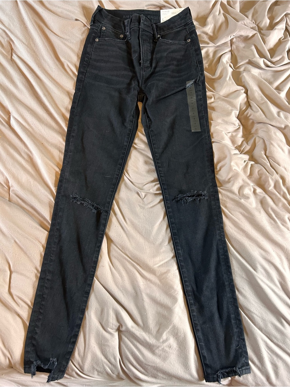 AE Black Distressed High-Rise Skinny Jeans